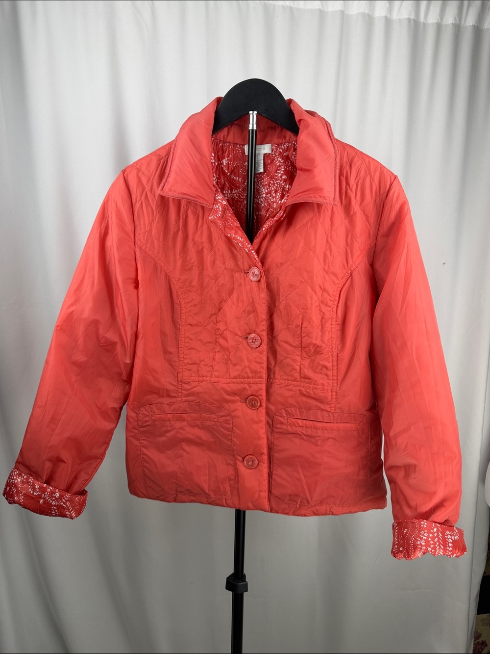 Chico’s Coral Quilted Lightweight Jacket Size 1 / US 8–10